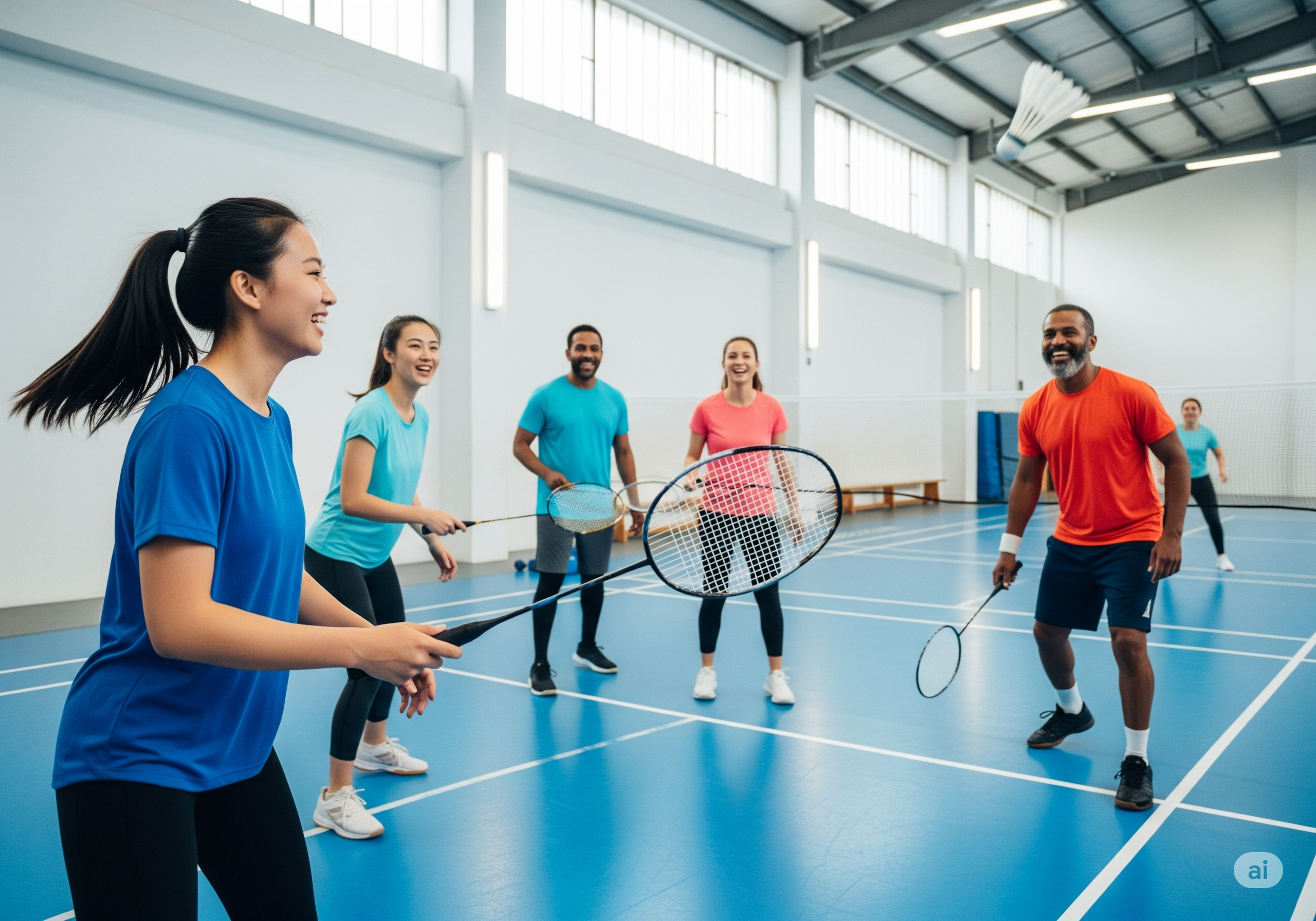people playing badminton AI image