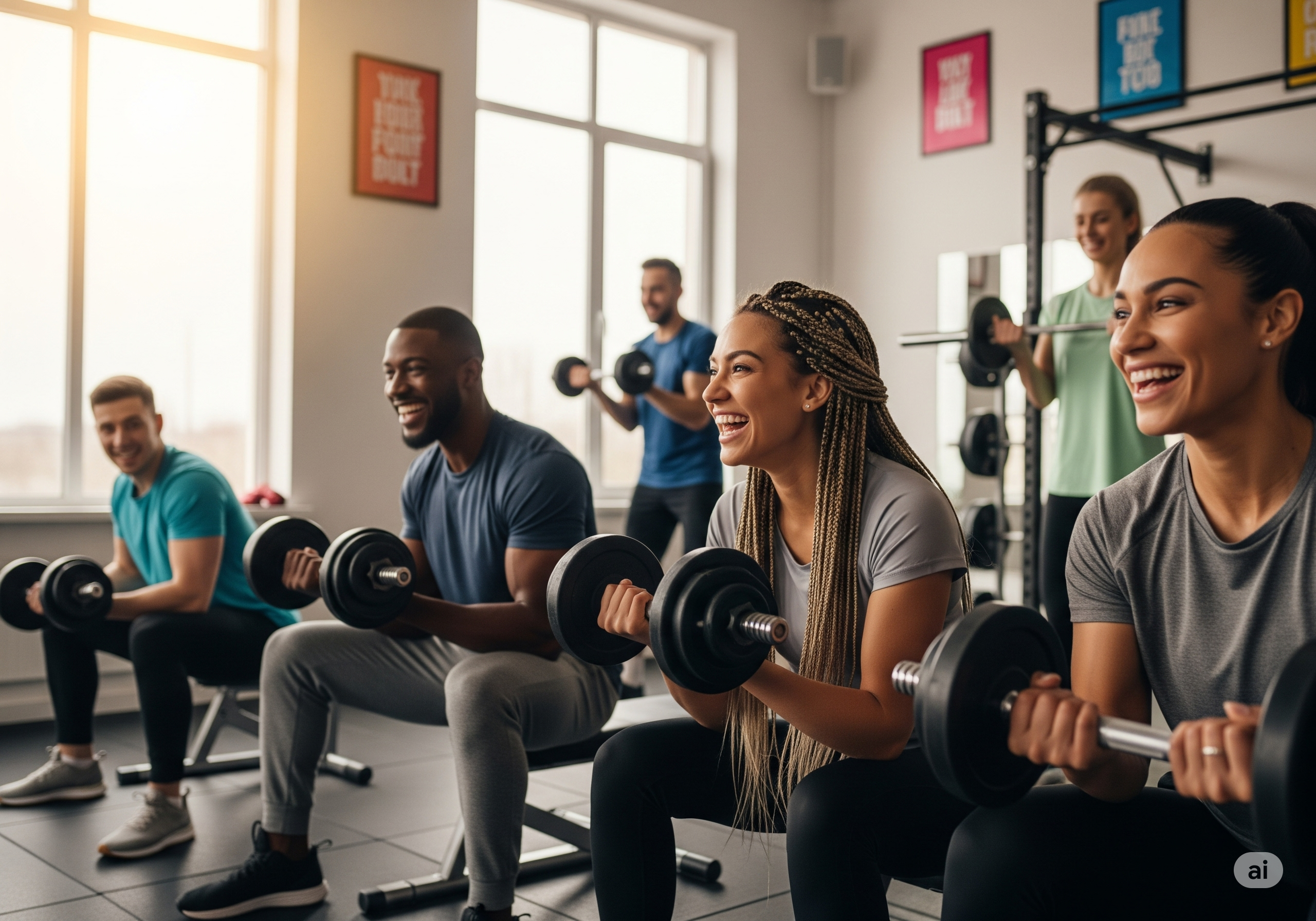 people working out AI image